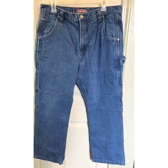 Craftsman Other - Craftsman Mens 34X32 Blue Denim Straight Leg Cargo Carpenter Work Jeans